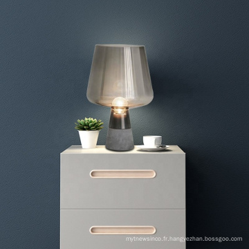 Lampe de table à base de béton de ciment de chevet de nuances de verre de haute qualité minimalistes nordiques